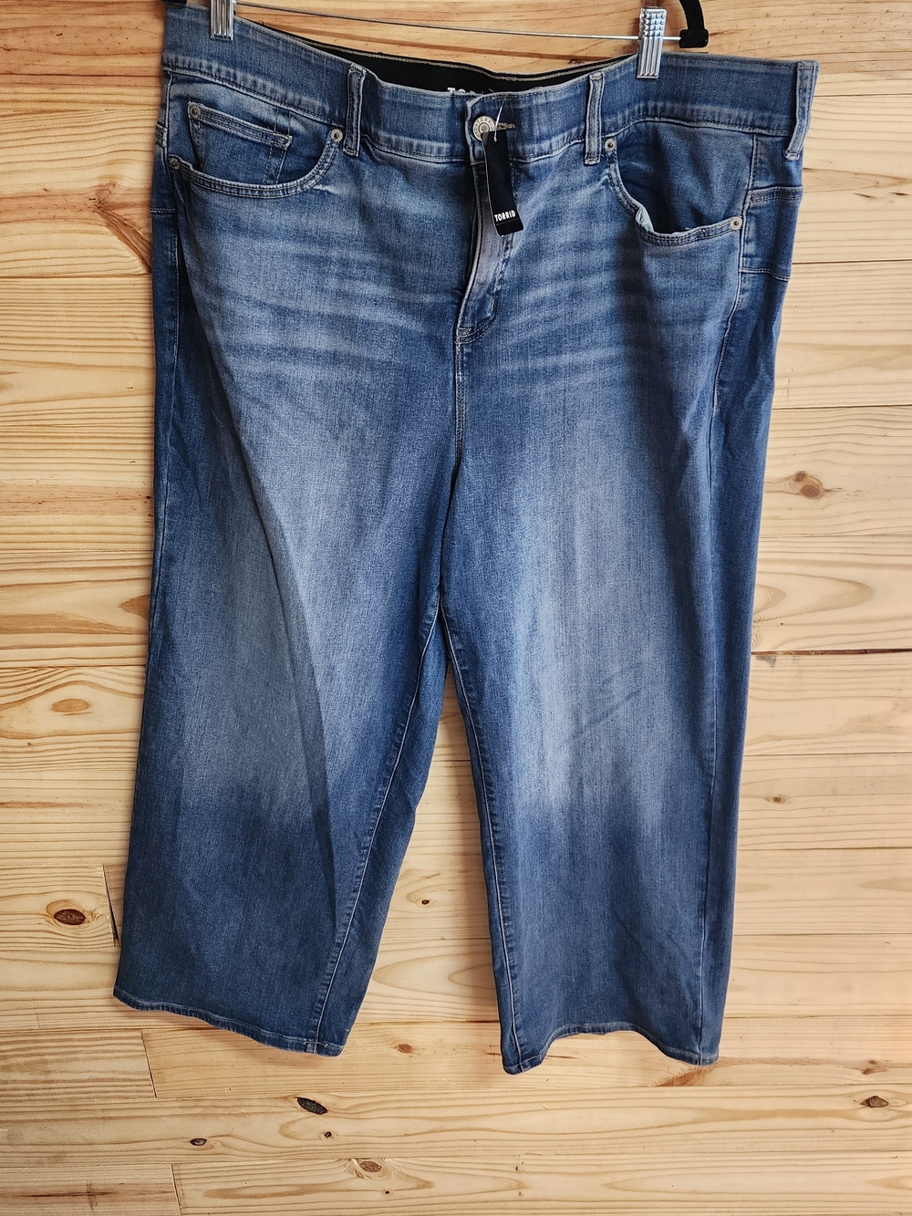 Torrid Bombshell Wide Leg Women's Blue Washed Jeans 22 Regular